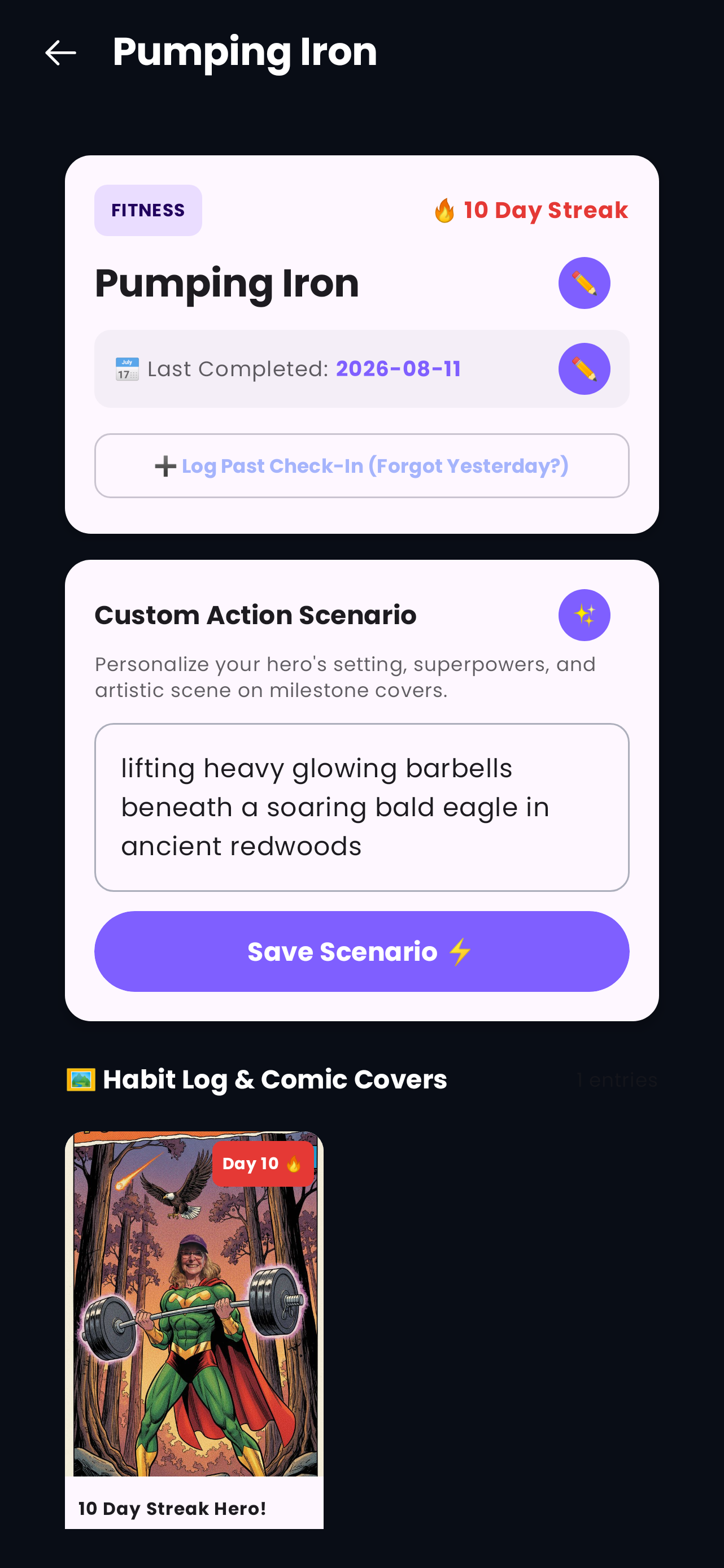 Custom Action Scenarios Screen