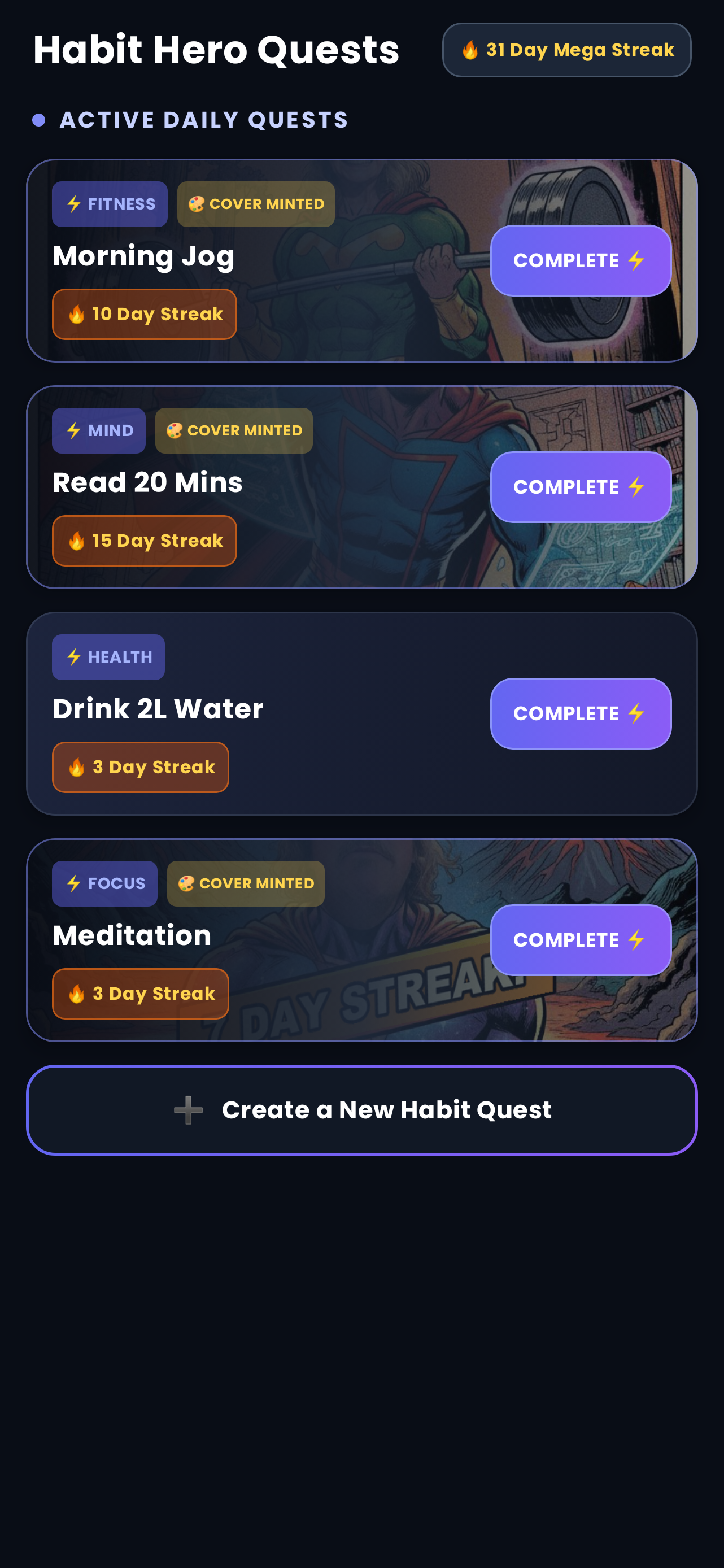 Daily Quests Screen